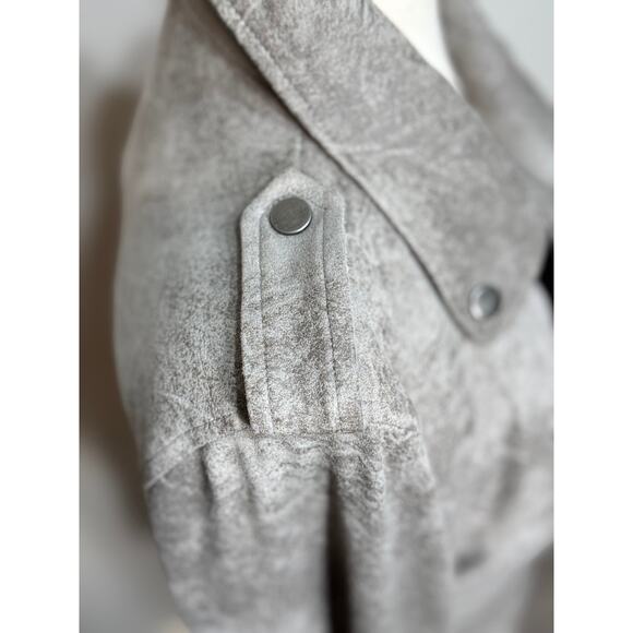 BNCI blanc noir vegan suede moto jacket gray zip closure and pockets lined Sz L - Picture 4 of 12